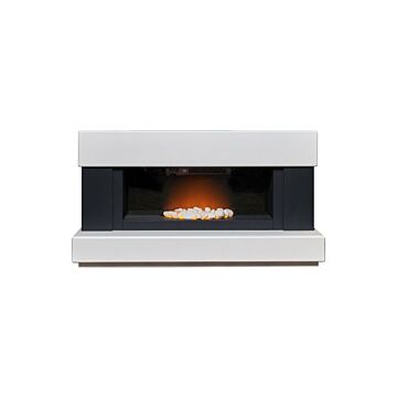 Adam Verona Fireplace Suite In Pure White & Charcoal Grey, 48 Inch