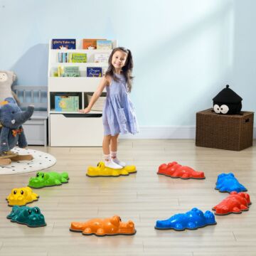 Zonekiz 9pcs Kids Stepping Stones, Crocodile Design With Anti-slip Edge Balance River Stones, Stackable