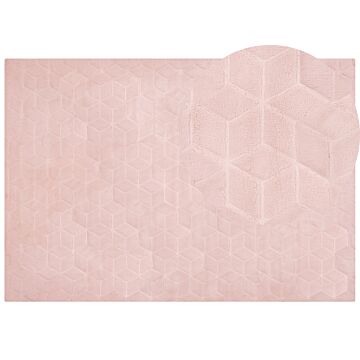 Faux Rabbit Fur Rug Pink Artificial Polyester Fur 160 X 230 Cm Soft Shaggy High Pile Rug Beliani