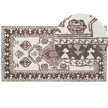 Area Rug Multicolour Wool 80 X 150 Cm Hand Tufted Geometric Oriental Pattern Boho Living Room Bedroom Beliani