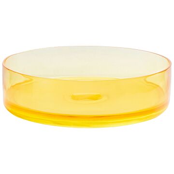 Countertop Wash Basin Yellow Solid Surface 360 Mm Semi-transparent Round Bathroom Sink Beliani