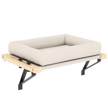 Pawhut Cat Radiator Bed, Adjustable Hanging Cat Hammock With Removable And Washable Cushion For Indoor Cats, Cream White