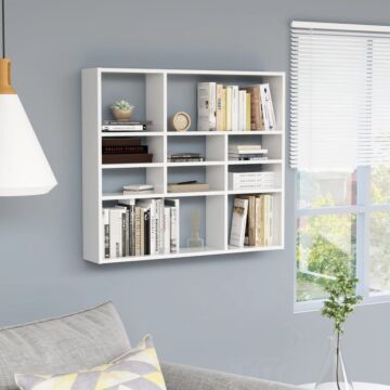 Vidaxl Wall Shelf High Gloss White 90x16x78 Cm Engineered Wood