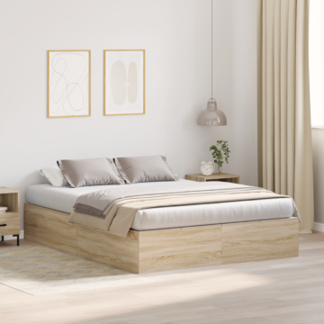 Vidaxl Storage Bed Frame Sonoma Oak 160x200 Cm