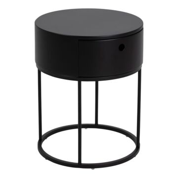 Polo Round Bedside Table In Black