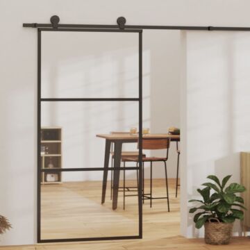 Vidaxl Sliding Door With Hardware Set Esg Glass&aluminium 102x205 Cm