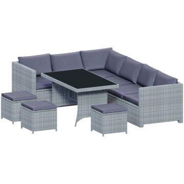 Garden Vida Belgrave 9 Seater Rattan Set, Grey