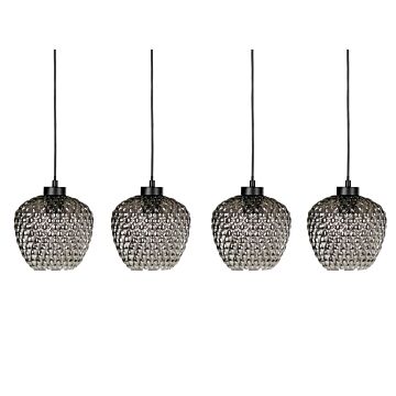 Pendant Lamp Grey Glass Shades Smoked Iron 4 Light Modern Design Home Accessories Living Room Beliani