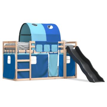 Vidaxl Bunk Bed With Slide And Curtains Blue 90x200 Cm