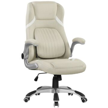 Vinsetto Linen-look Office Chair, With Adjustable Height And Tension - Beige