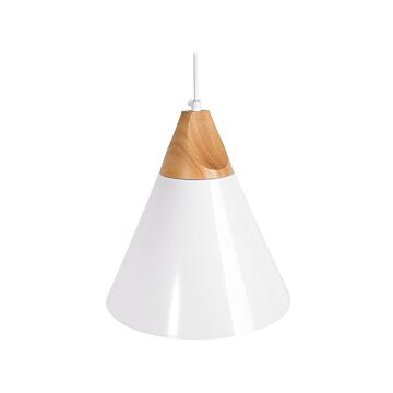 1-light Pendant Lamp Light White Cone Shade Modern Beliani