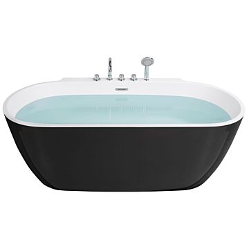 Freestanding Bath Black Sanitary Acrylic Oval Single 170 X 80 Cm Modern Design Beliani