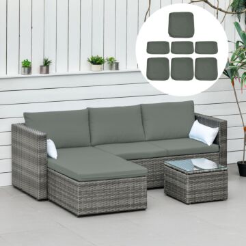 Outsunny Rattan Garden Wicker Patio Furniture Cushion Cover Sofa Cover Replacement - Cover Only, Grey