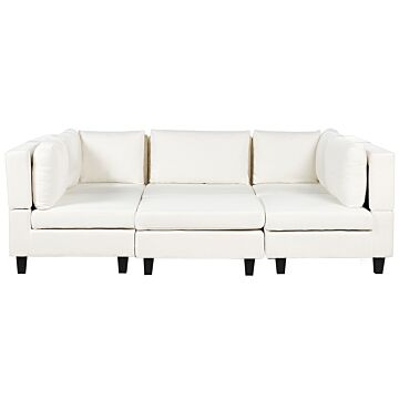 Modular Sofa With Ottoman Off-white Fabric Upholstered U-shaped 5 Seater With Ottoman Cushioned Backrest Modern Living Room Couch Beliani