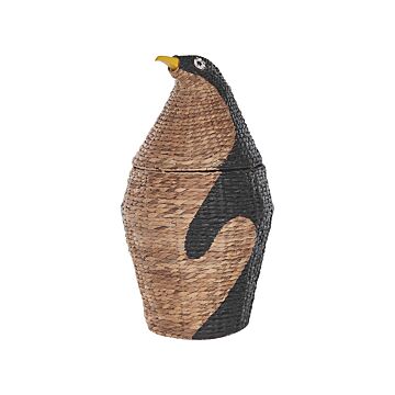 Wicker Penguin Basket Natural Water Hyacinth Woven Toy Hamper Child's Room Accessory Beliani