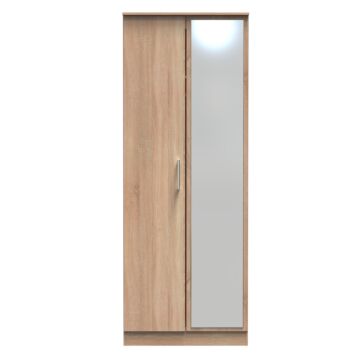 Devon Tall Mirrored Wardrobe In Bardolino Oak