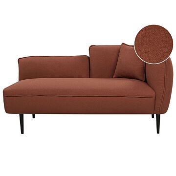 Chaise Lounge Dark Red Boucle Fabric Metal Legs Right Hand With Cushion Modern Design Beliani