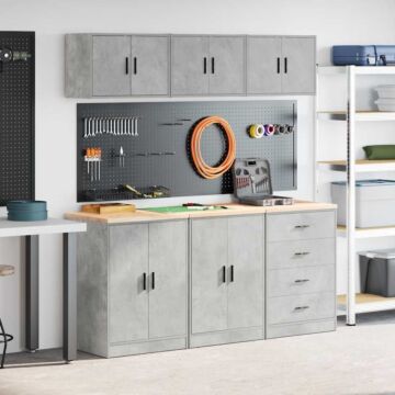 Vidaxl Garage Cabinets 6 Pcs Concrete Grey Engineered Wood