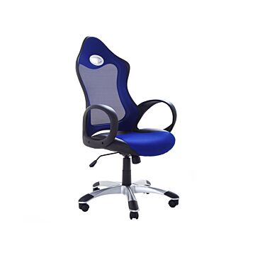 Office Chair Blue Mesh Fabric Swivel Tilt Mechanism Adjustable Seat Height Ergonomic Backrest Beliani