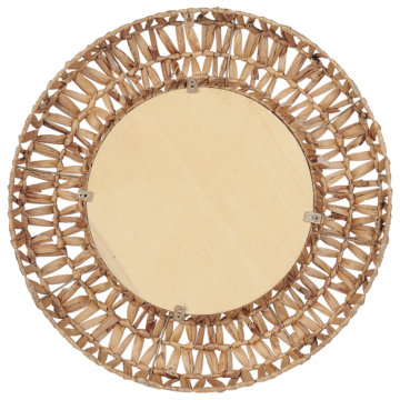 Wall Mounted Hanging Mirror Natural Round 58 Cm Decorative Accent Piece Boho Style Beliani