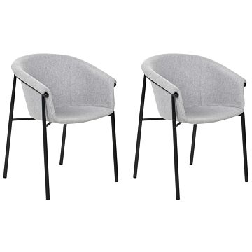 Set Of 2 Dining Chairs Grey Fabric Upholster Contemporary Modern Design Dining Room Seating Beliani