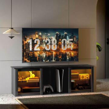 Homcom 65" Tv Stand, With Led Lights And Storage - Black