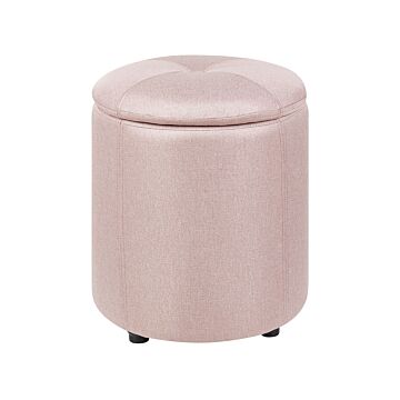Pouffe Pink Fabric 40 X 38 Cm With Storage Stool Glamour Beliani