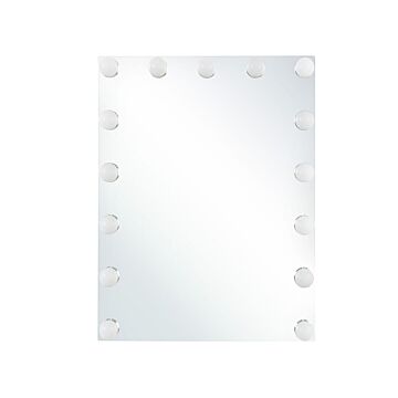 Wall Vanity Mirror With Led White 40 X 50 Cm Rectangular Hollywood Illuminated Bulbs Dressing Table Beliani