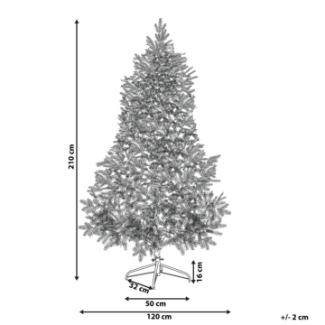 Artificial Christmas Tree White Synthetic 210 Cm Hinged Branches Pre-lit Winter Holiday Decor Beliani