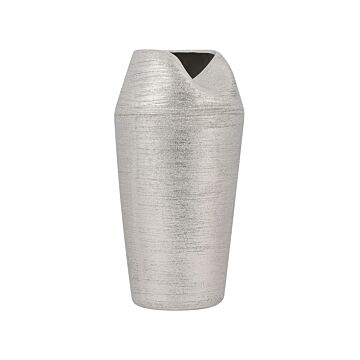 Decorative Table Vase Silver Stoneware 33 Cm Glam Beliani