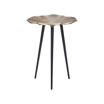 Side Table Gold And Black Aluminium And Iron Top Round Glossy Retro Home Decor Beliani