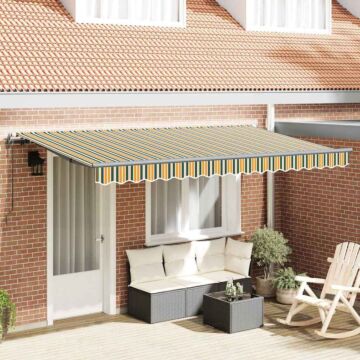 Vidaxl Retractable Awning Green And Yellow And Anthracite 4 X 2 M