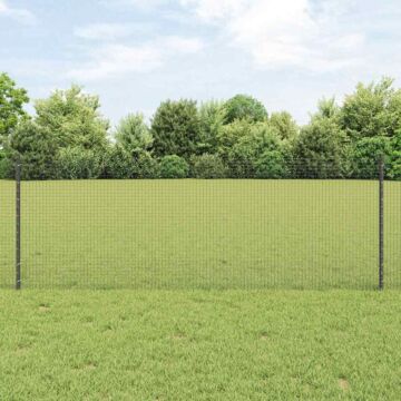 Vidaxl Welded Wire Fence With 44 U Posts Grey 0.8x100 M Steel