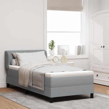 Vidaxl Box Spring Bed With Mattress Light Grey 90x200 Cm Fabric