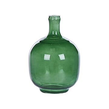 Vase Green Glass 24 Cm Handmade Decorative Round Bud Shape Tabletop Home Decoration Modern Design Beliani