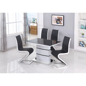 Aldridge Small High Gloss Dining Table White With Black Glass Top