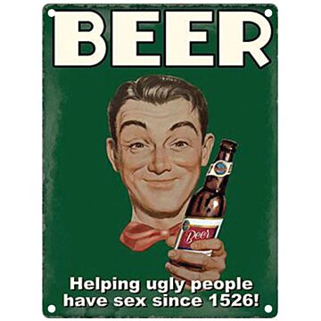Small Metal Sign 45 X 37.5cm Funny Beer