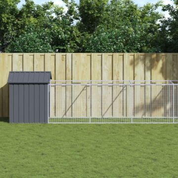 Vidaxl Dog House With Roof Anthracite 117x609x123 Cm Galvanised Steel