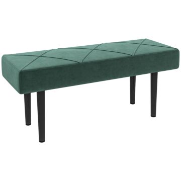 Homcom End Of Bed Bench With X-shape Design And Steel Legs, Upholstered Hallway Bench For Bedroom, Green