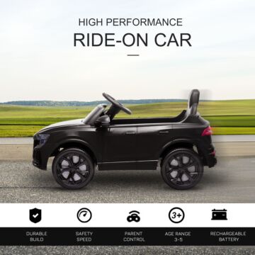 Homcom Audi Rs Q8 Licensed 6v Ride On Car With Parental Remote Control, Battery-powered Kids Electric Toy, Music Lights, Black