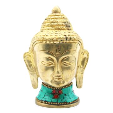 Brass Buddha Figure - Lrg Head - 11.5 Cm