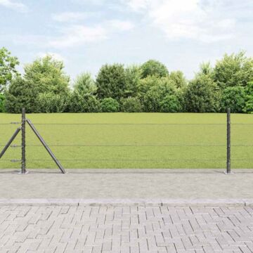 Vidaxl Hexagon Fence Grey 0.4x100 M Steel, Vidaxl Fence Posts With Base Plates 13 Pcs Ø32mm 50cm Galvanised Steel