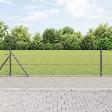 Vidaxl Hexagon Fence Grey 0.4x100 M Steel, Vidaxl Fence Posts With Base Plates 13 Pcs Ø32mm 50cm Galvanised Steel