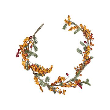 Artificial Autumn Garland Orange Synthetic Material 150 Cm With Ornaments Beliani