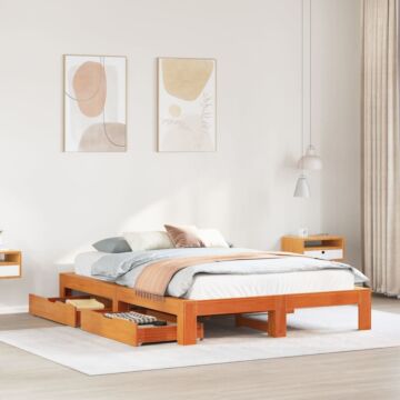 Vidaxl Bed Frame Without Mattress Wax Brown 160x200 Cm Solid Wood Pine