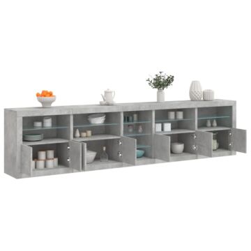 Vidaxl Sideboard With Led Lights Concrete Grey 283x37x67 Cm