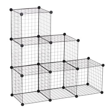 Homcom Diy 6 Cube Metal Wire Rack Interlocking Storage Cabinet Living Room Organiser Display Shelves Black