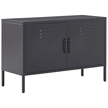 2 Door Sideboard Black Steel Home Office Furniture Shelves Leg Caps Industrial Design Beliani