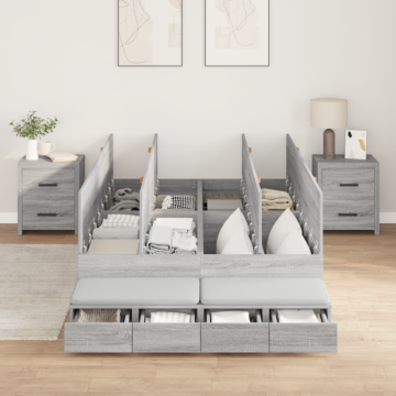 Vidaxl Storage Bed Frame Grey Sonoma 120x200 Cm