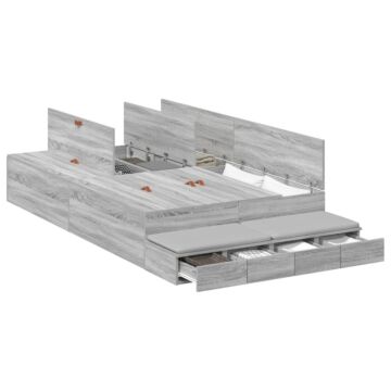Vidaxl Storage Bed Frame Grey Sonoma 120x200 Cm